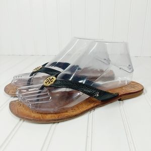 Tory Burch Black Leather Flip Flops
